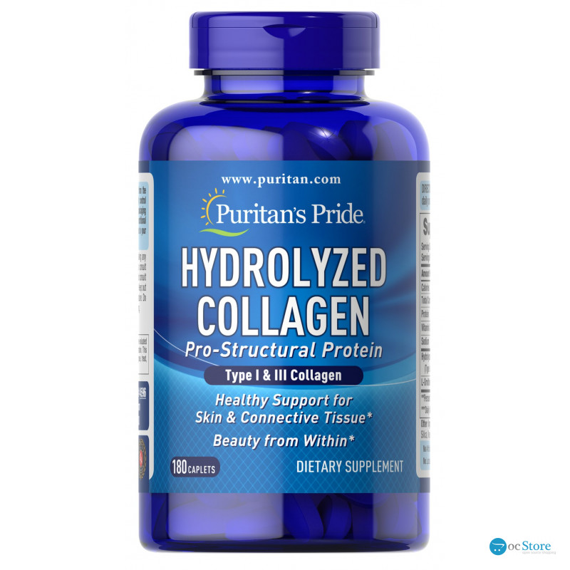 Колаген, Hydrolyzed Collagen, Puritan's Pride, гідролізований, 1000 мг, 180 каплет