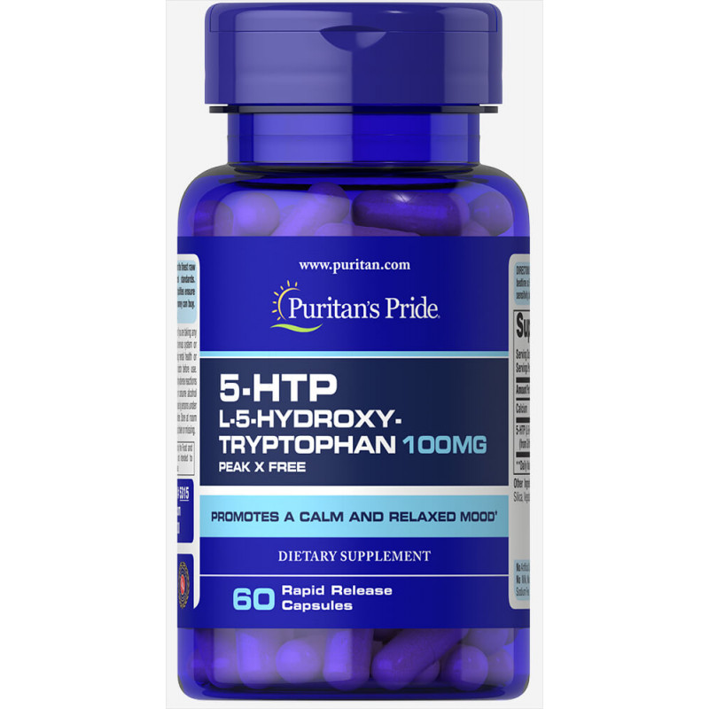 5-гідрокситриптофан, 5-HTP, Puritan's Pride, 100 мг, 60 капсул