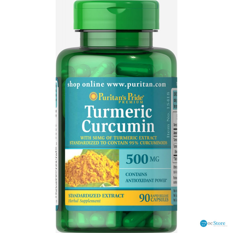 Куркумін, Turmeric Curcumin, Puritan's Pride, 500 мг, 90 капсул