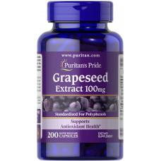 Екстракт виноградних кісточок, Grapeseed Extract, Puritan's Pride, 100 мг, 200 капсул