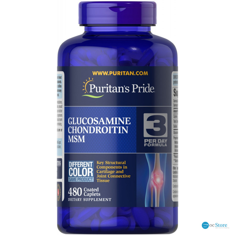 Глюкозамін хондроїтин і МСМ, Double Strength Glucosamine, Chondroitin & MSM Joint Soother, Puritan's Pride, 480 каплет