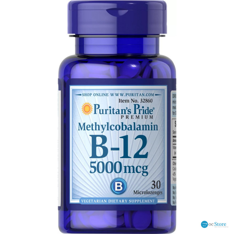 Вітамін В12 (метилкобаламін), Methylcobalamin Vitamin B-12, Puritan's Pride, 5000 мкг, 30 мінільодяників