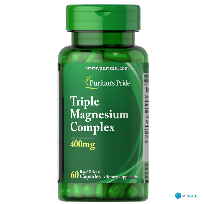 Магній, потрійний комплекс, Triple Magnesium Complex, Puritan's Pride, 400 мг, 60 капсул швидкого вивільнення