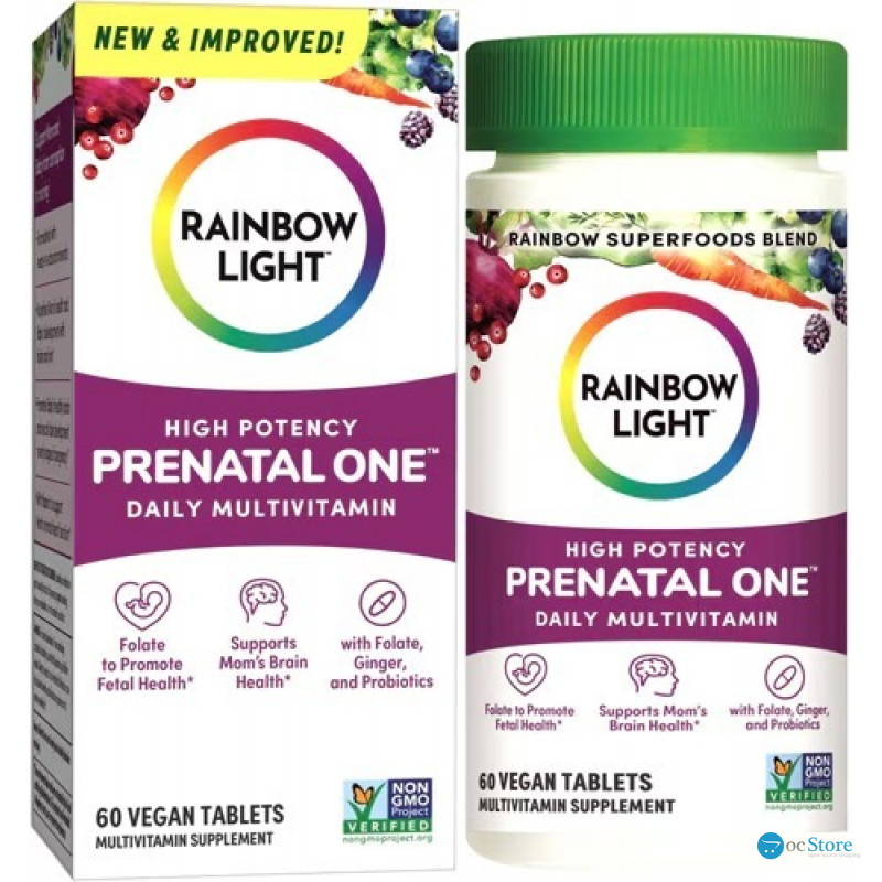 Мультивітаміни для вагітних, Prenatal One, Rainbow Light, поживні речовини з натуральних продуктів, 60 веганських капсул