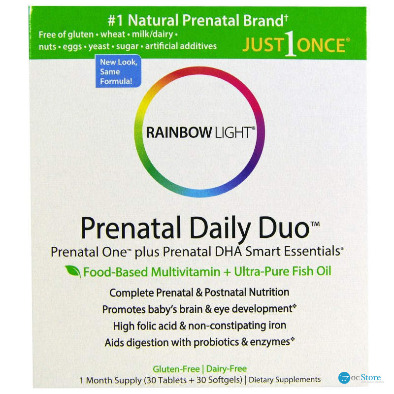 Вітаміни + Риб'ячий жир для вагітних, Prenatal One plus Prenatal DHA Smart Essentials, Rainbow Light, 30 капсул + 30 таблеток