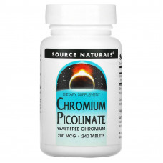 Хром піколінат, Chromium Picolinate, Source Naturals, 200 мкг, 240 таб.