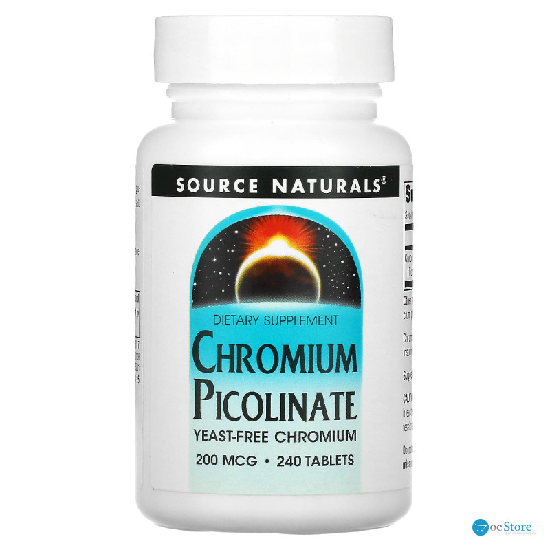 Хром піколінат, Chromium Picolinate, Source Naturals, 200 мкг, 240 таб.