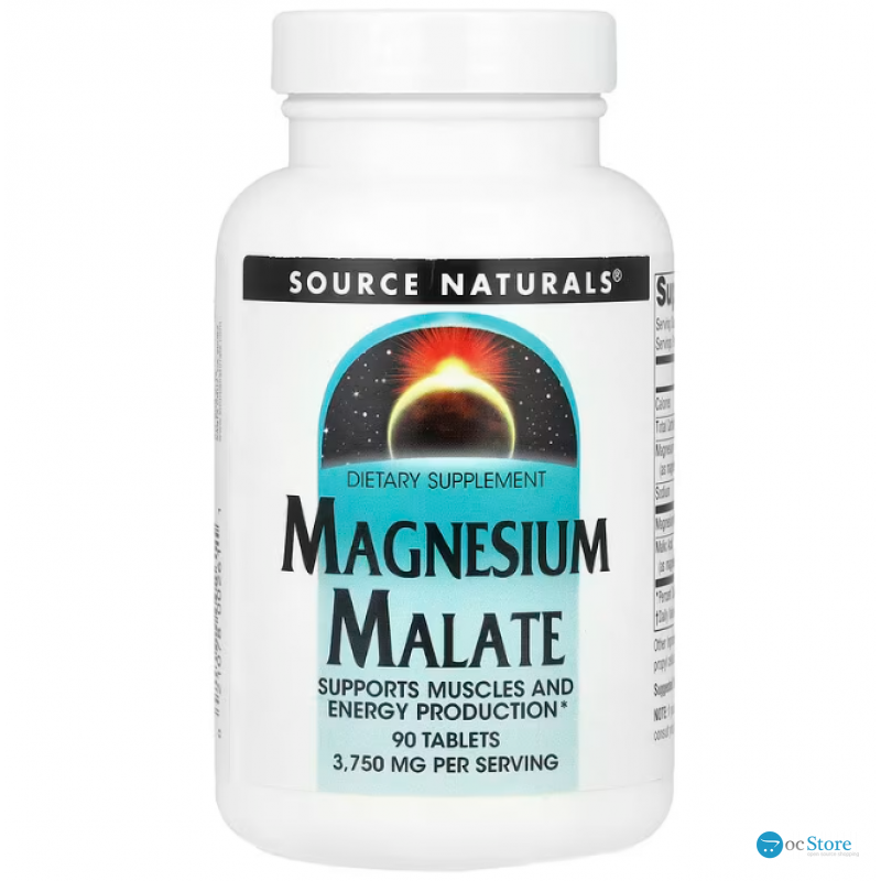 Магній малат, Magnesium Malate, Source Naturals, 3750 мг, 90 таблеток (1250 мг в 1 таблетці)