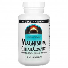 Магній хелат, Magnesium Chelate, Source Naturals, 100 мг, 250 таб.