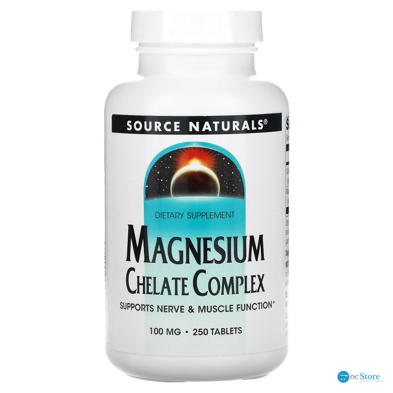 Магній хелат, Magnesium Chelate, Source Naturals, 100 мг, 250 таб.