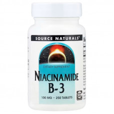 Ніацинамід (В3), Niacinamide B-3, Source Naturals, 100 мг, 250 таблеток
