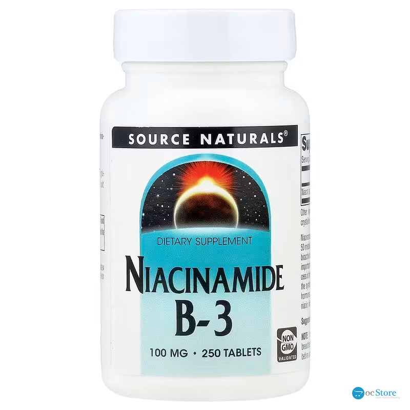 Ніацинамід (В3), Niacinamide B-3, Source Naturals, 100 мг, 250 таблеток