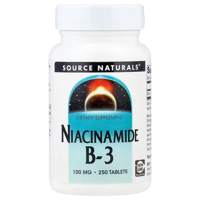 Ніацинамід (В3), Niacinamide B-3, Source Naturals, 100 мг, 250 таблеток