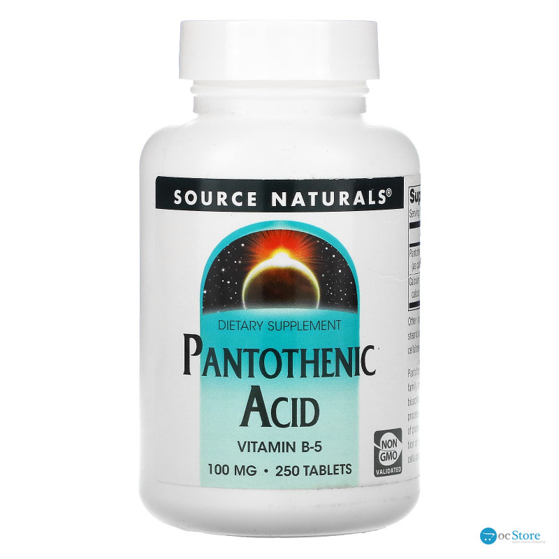 Пантотенова кислота, Pantothenic Acid, Source Naturals, 100 мг, 250 таблеток