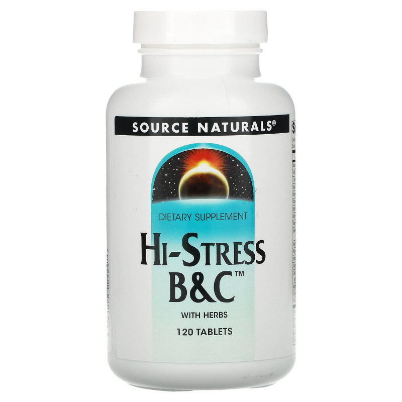 Стрес формула, Hi-Stress B & C, Source Naturals, 120 таблеток