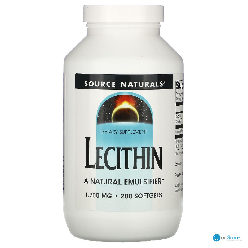 Лецитин, Lecithin, Source Naturals, 1200 мг, 200 капсул