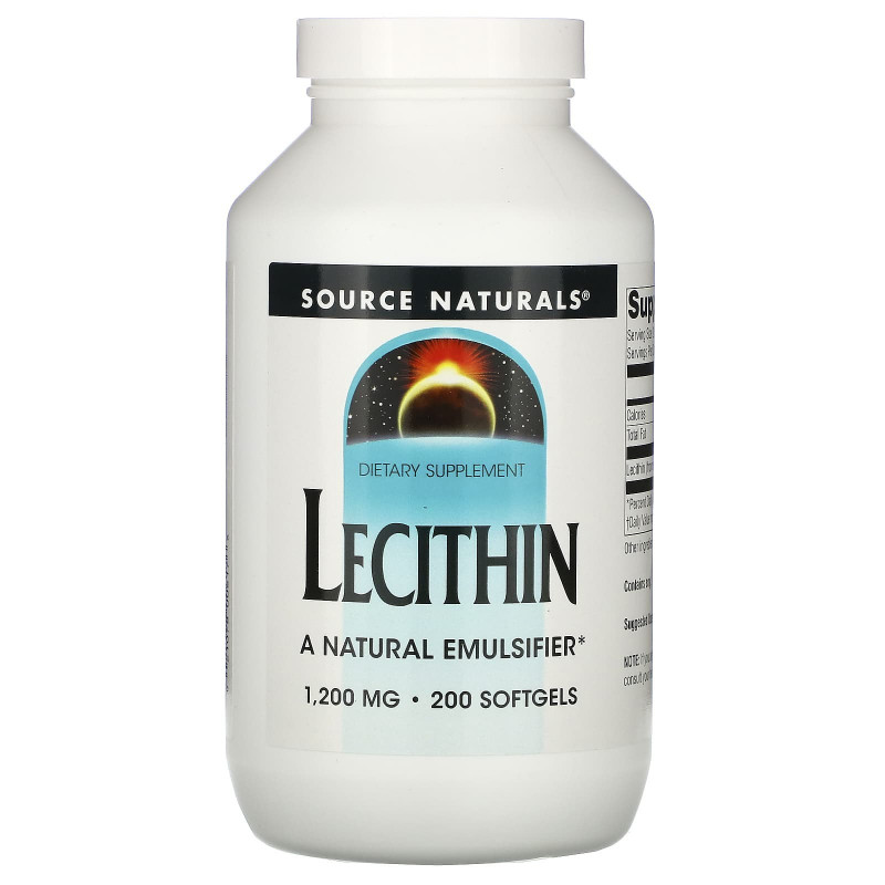 Лецитин, Lecithin, Source Naturals, 1200 мг, 200 капсул