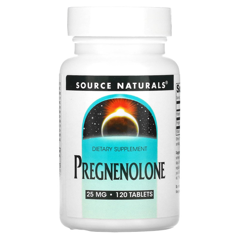 Прегненолон, Pregnenolone, Source Naturals, 25 мг, 120 таблеток
