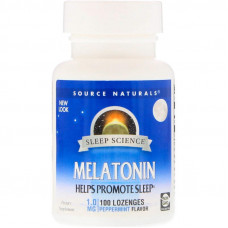 Мелатонін, Melatonin, Source Naturals, м'ята, 1 мг, 100 льодяників
