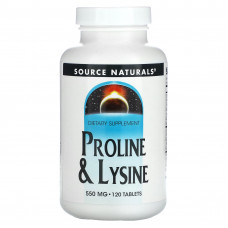 Лізин Пролін, L-Proline L-Lysine, Source Naturals, 550 мг, 120 таблеток
