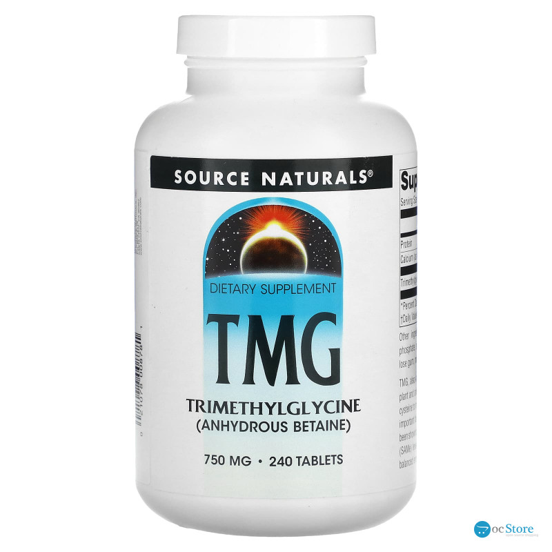 Триметилгліцин (ТМГ), TMG, Source Naturals, 750 мг, 240 таблеток