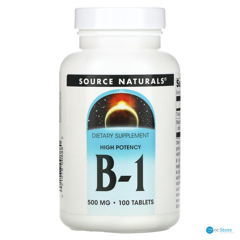 Тіамін, B-1, High Potency, Source Naturals, 500 мг, 100 таблеток