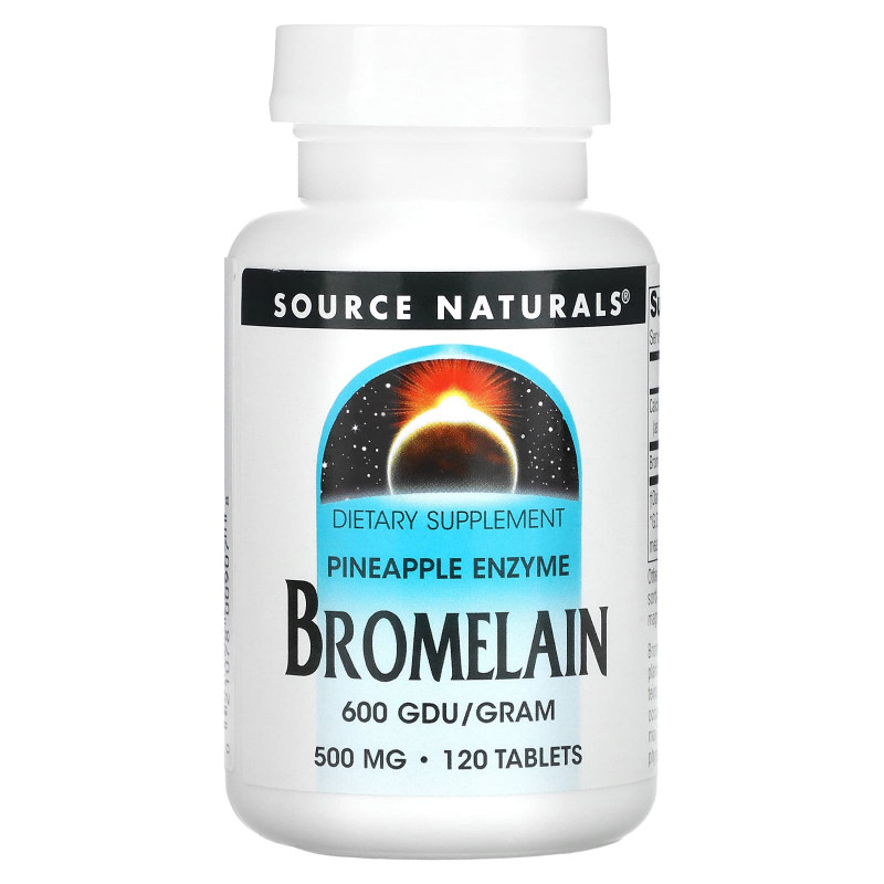 Бромелайн, Bromelain, Source Naturals, 600 ДДУ / г, 500 мг, 120 таблеток