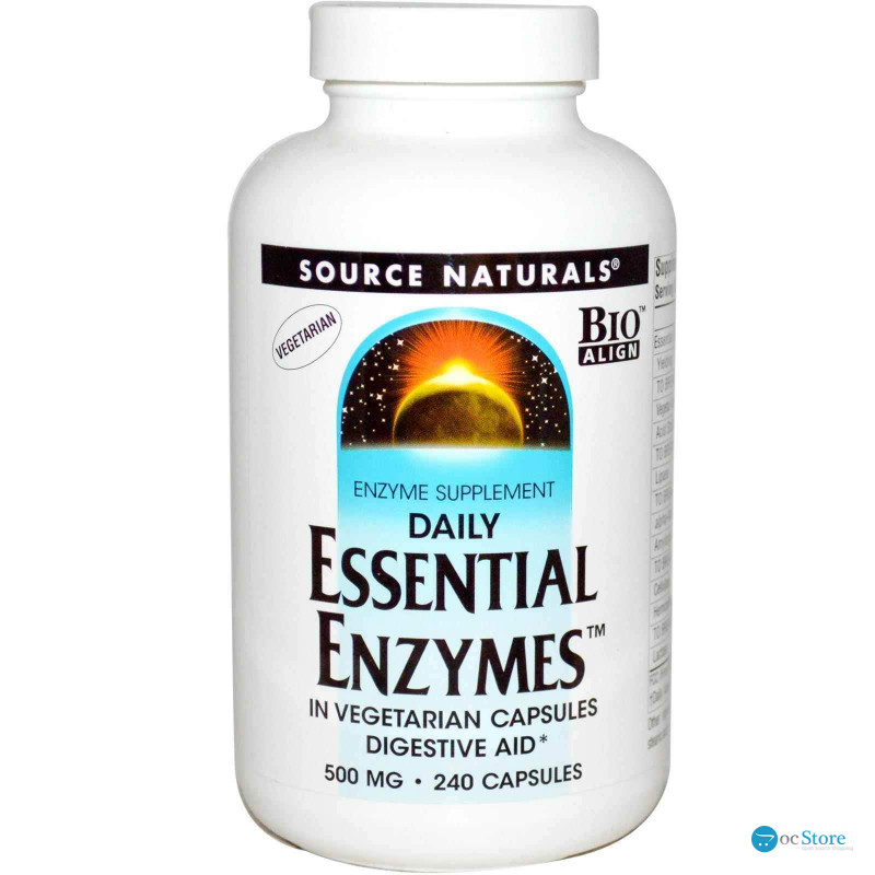 Ферменти для травлення, Essential Enzymes, Source Naturals, вегетаріанські, 500 мг, 240 капсул