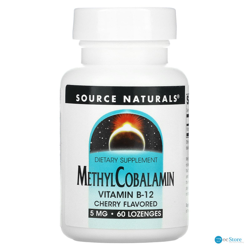 Вітамін В12 (метилкобаламін), MethylCobalamin, Source Naturals, вишня, 5 мг, 60 таб.