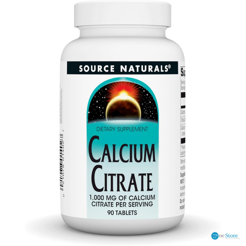 Кальцій цитрат, Calcium Citrate, Source Naturals, 1000 мг, 90 таблеток