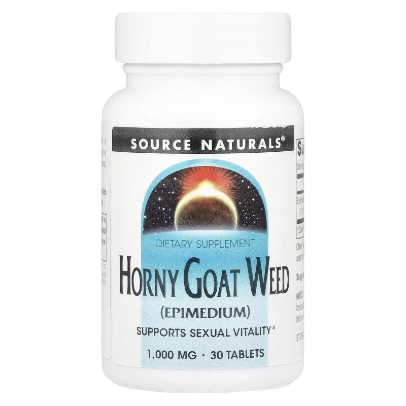 Підтримка сексуального здоров'я (горянка), Horny Goat Weed (Epimedium), Source Naturals, 1000 мг, 30 таблеток