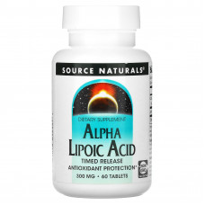 Альфа-ліпоєва кислота, Alpha Lipoic Acid, Source Naturals, уповільненого вивільнення, 300 мг, 60 таблеток