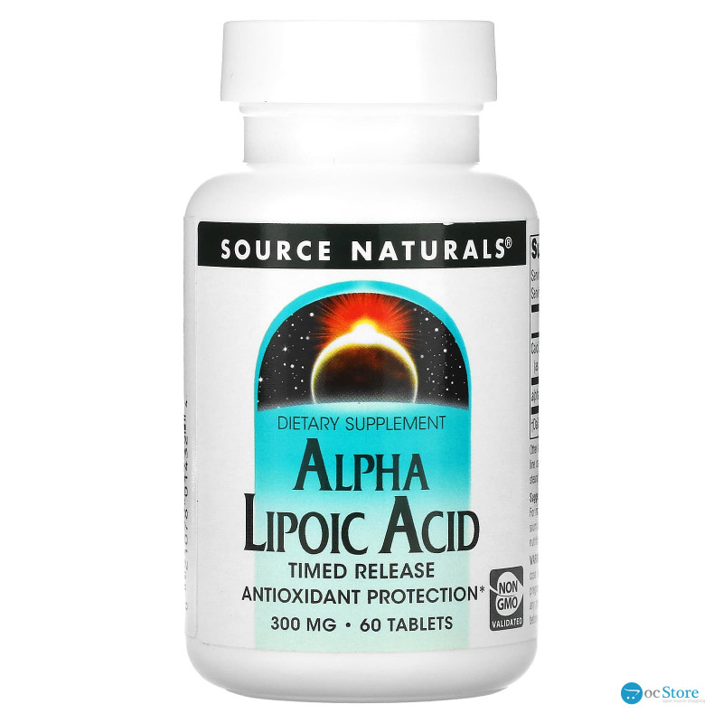 Альфа-ліпоєва кислота, Alpha Lipoic Acid, Source Naturals, уповільненого вивільнення, 300 мг, 60 таблеток
