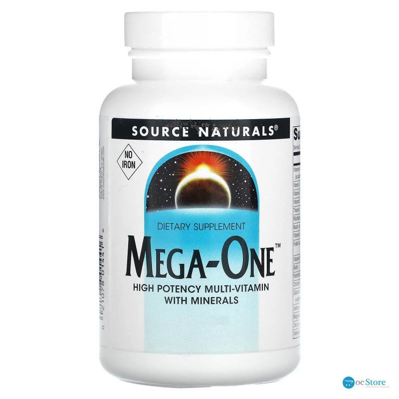Мультивітаміни та мінерали, без заліза, Mega-One, Source Naturals, по 1 на день, 30 таблеток