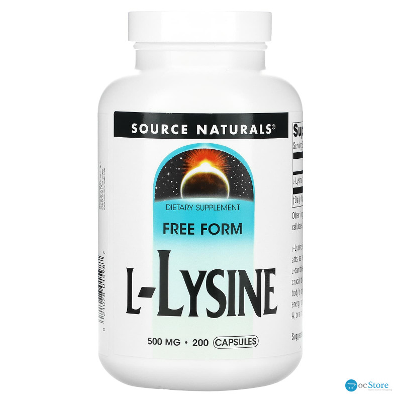 Лізин, L-Lysine, Source Naturals, 500 мг, 200 капсул