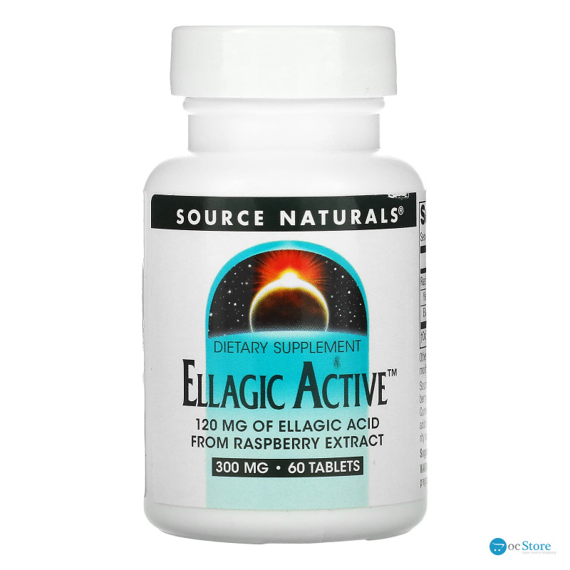 Листя малини, Ellagic, Source Naturals, екстракт, 300 мг, 60 таб.
