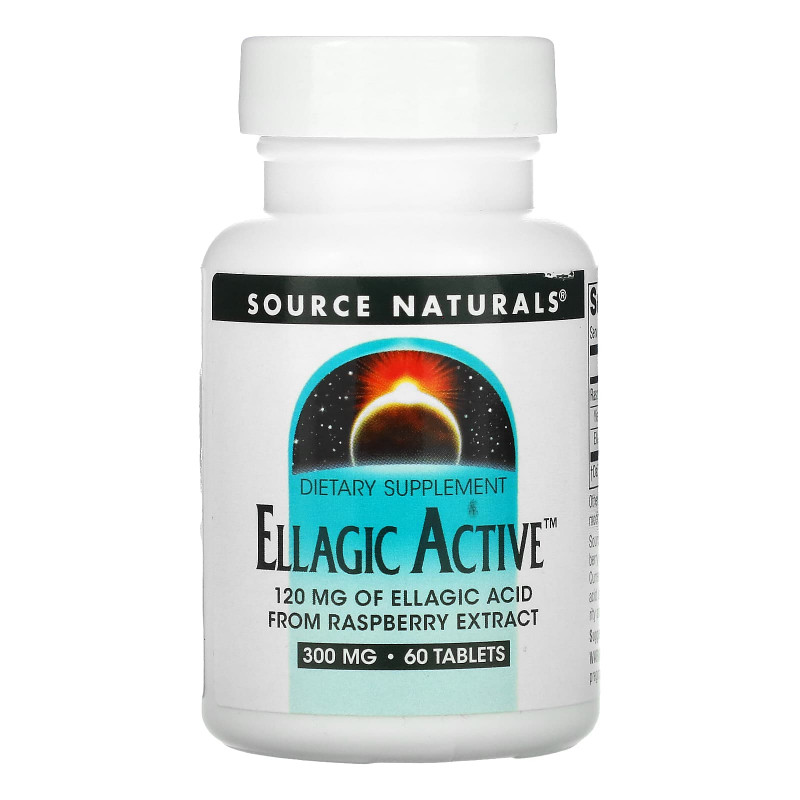Листя малини, Ellagic, Source Naturals, екстракт, 300 мг, 60 таб.