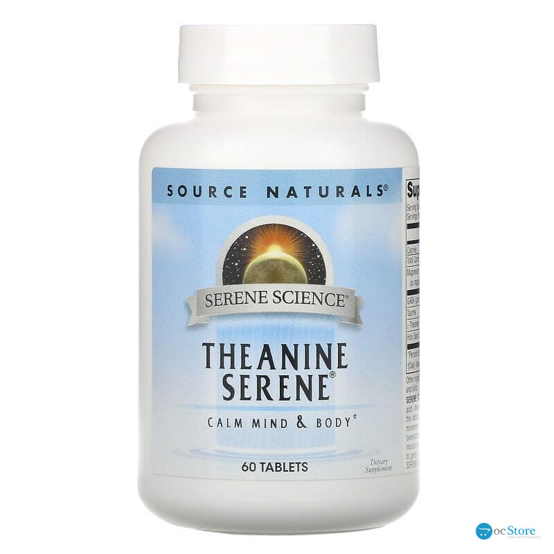 Теанін, спокій, Theanine Serene, Source Naturals, 60 таблеток