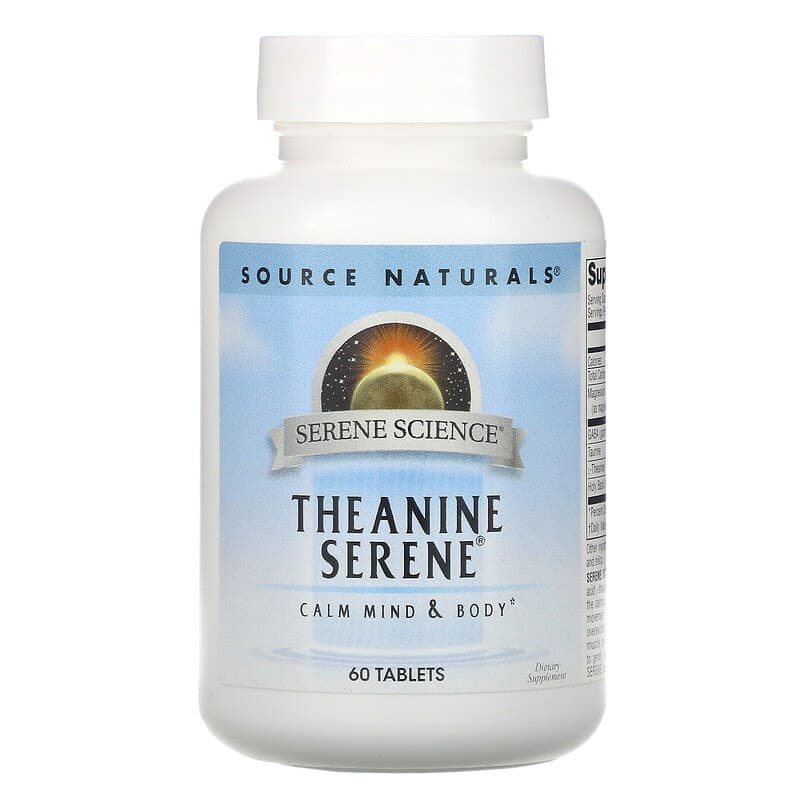 Теанін, спокій, Theanine Serene, Source Naturals, 60 таблеток