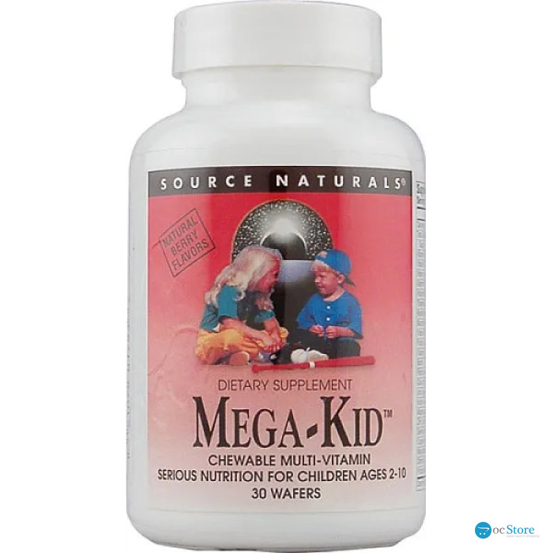 Вітаміни та мінерали для дітей, Mega-Kid, Source Naturals, смак ягід, 30 вафель