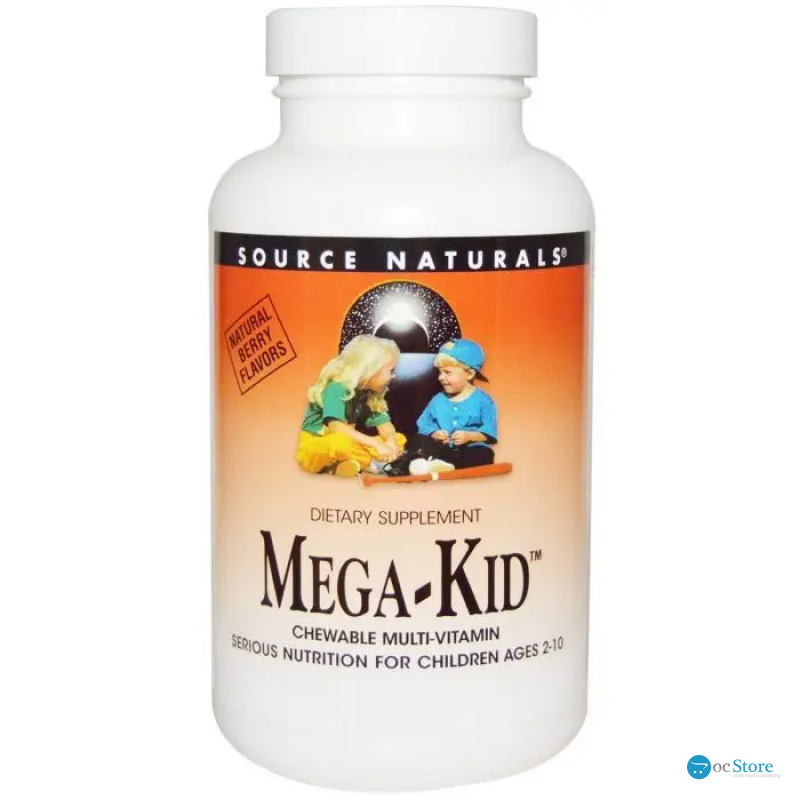Мультивтаміни та мінерали для дітей, Mega-Kid, Source Naturals, смак ягід, 120 жувальних вафель