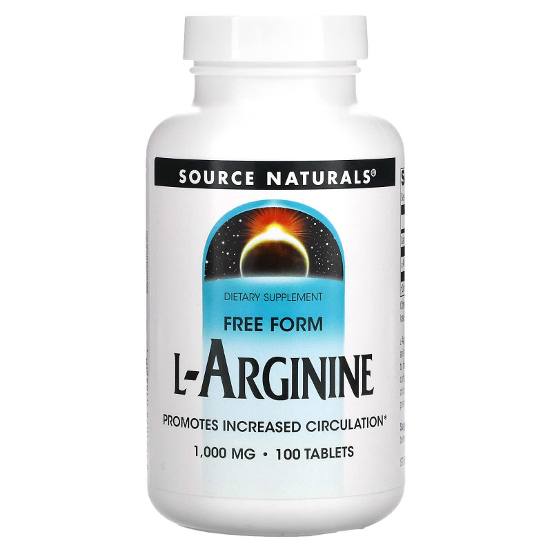 Аргінін, L-Arginine, Source Naturals, вільна форма, 1000 мг, 100 таблеток