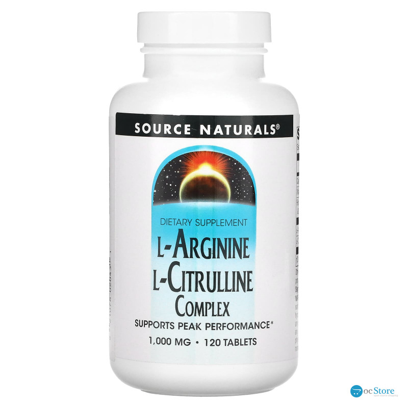Аргінін цитрулін, L-Arginine L-Citrulline, Source Naturals, комплекс, 1000 мг, 120 таблеток