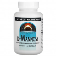 D-Манноза, D-Mannose, Source Naturals, 500 мг, 60 капсул