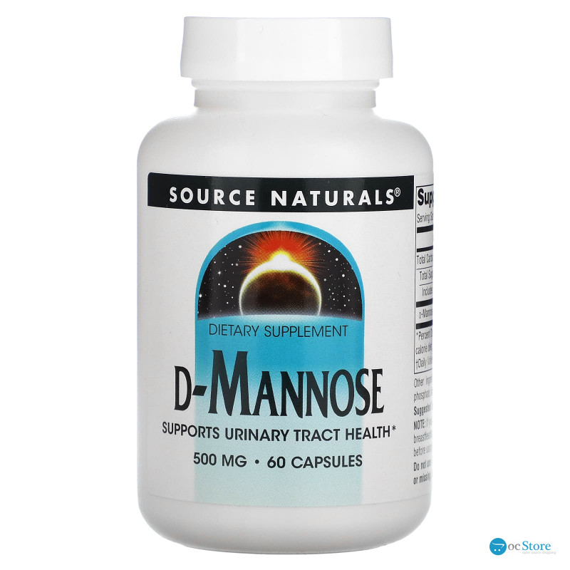 D-Манноза, D-Mannose, Source Naturals, 500 мг, 60 капсул