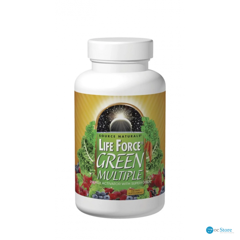 Мультивітаміни, Life Force Green Multiple, Source Naturals, активатор енергії із суперпродуктами, 45 таблеток