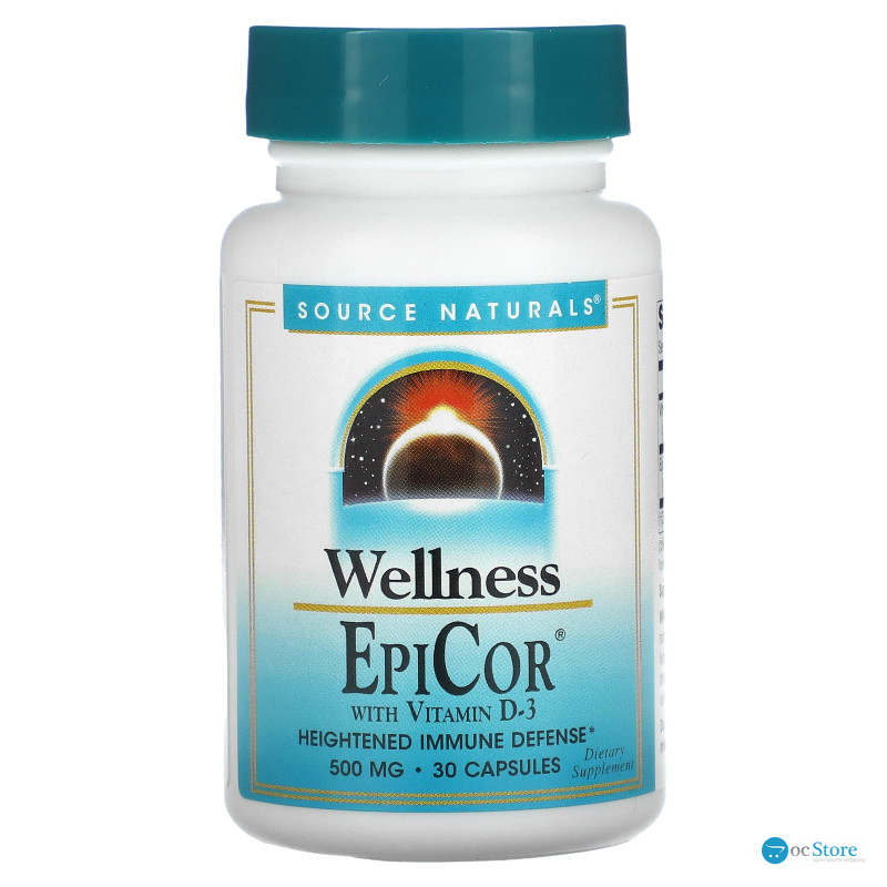 Епікор + вітамін D3, EpiCor, Source Naturals, 500 мг, 30 капсул