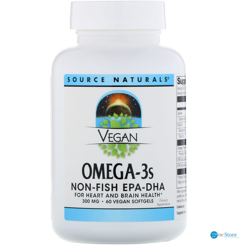 Омега-3, Omega-3S EPA-DHA, Source Naturals, для веганів, 300 мг, 60 кап.