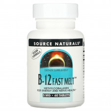 Вітамін В12, B-12 Fast Melt, Source Naturals, 5 мг, 60 таблеток