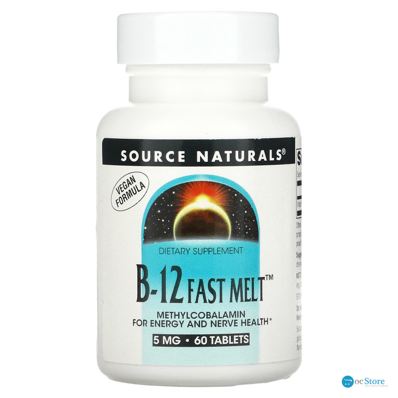 Вітамін В12, B-12 Fast Melt, Source Naturals, 5 мг, 60 таблеток